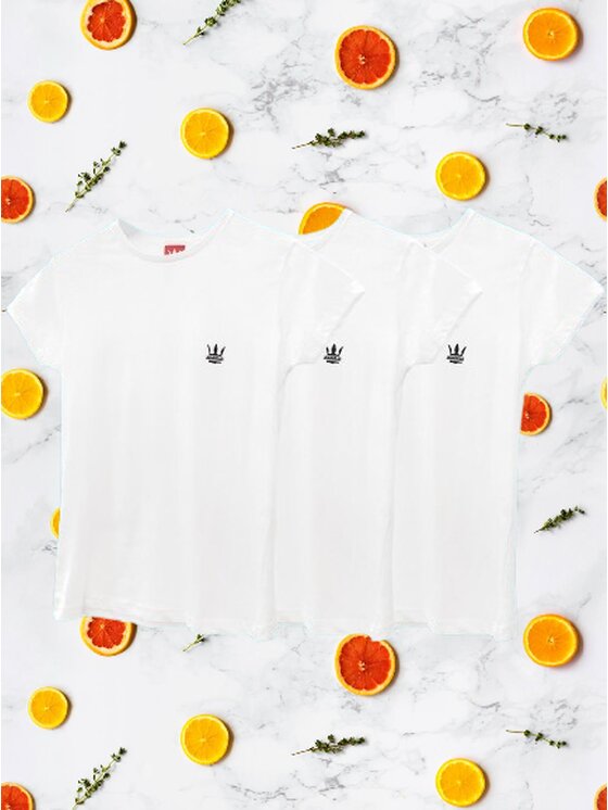 Jigga Wear Jigga Wear Komplet t-shirtów Zestaw 3 Damskich T-Shirtów Jigga Wear Mini Logo Biały L Biały Regular Fit