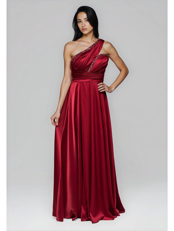 Ombre Ombre Sukienka wieczorowa LA-OM-DLR252 Czerwony Regular Fit