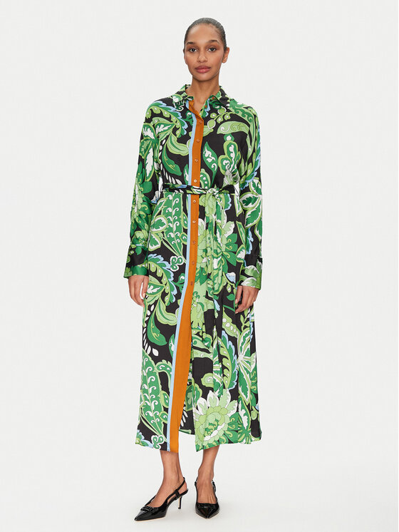 LOLA CASADEMUNT Sukienka koszulowa MS2516019 Zielony Regular Fit