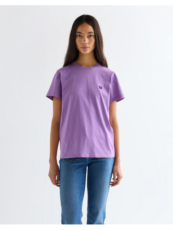 Wrangler Wrangler T-Shirt SIGN OFF TEE Fioletowy Regular Fit