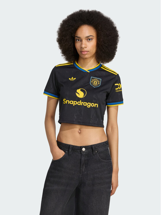 adidas adidas Top Manchester United 25/26 Cropped Third Jersey Czarny Regular Fit