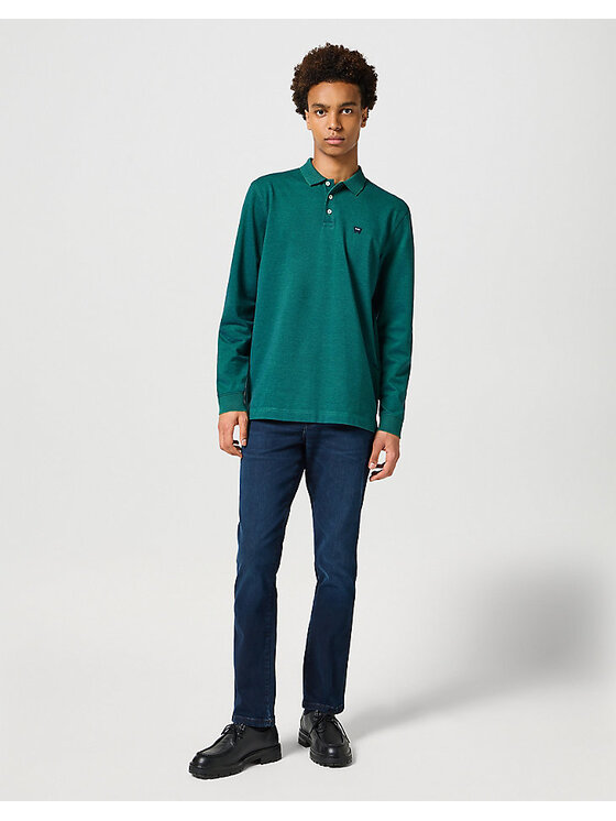 Wrangler Wrangler T-Shirt LS REFINED POLO Zielony Regular Fit