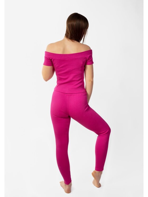 DKaren Sport DKaren Sport Komplet bluzka i spodnie Bayo Różowy Slim Fit