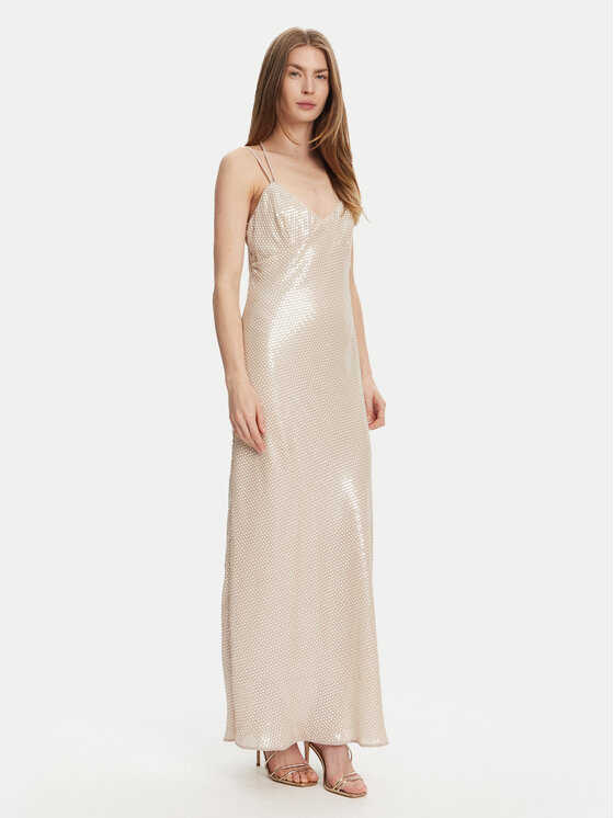 TWINSET Rochie de seară 251TT2130 Crem Slim Fit