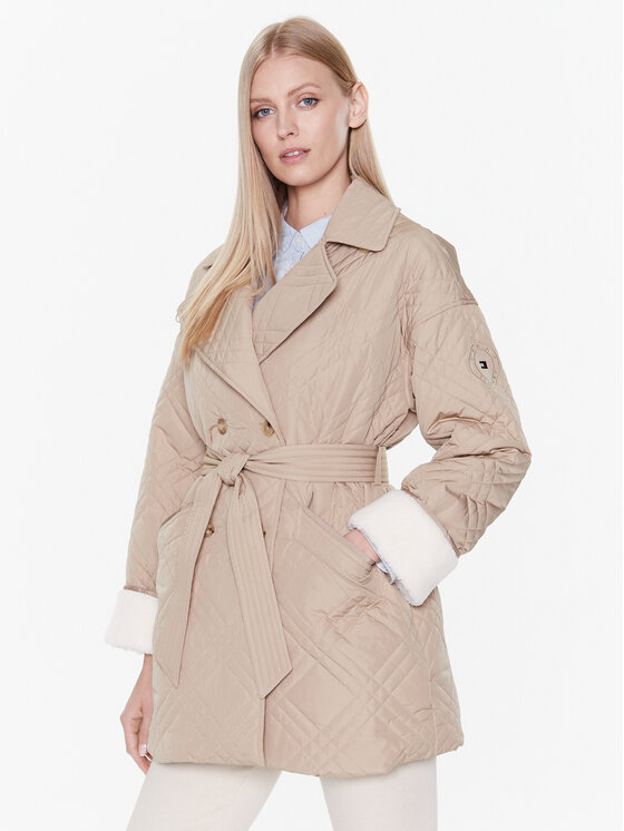 Tommy Hilfiger Tommy Hilfiger Demisezoninė striukė Quilted WW0WW37268 Smėlio Loose Fit