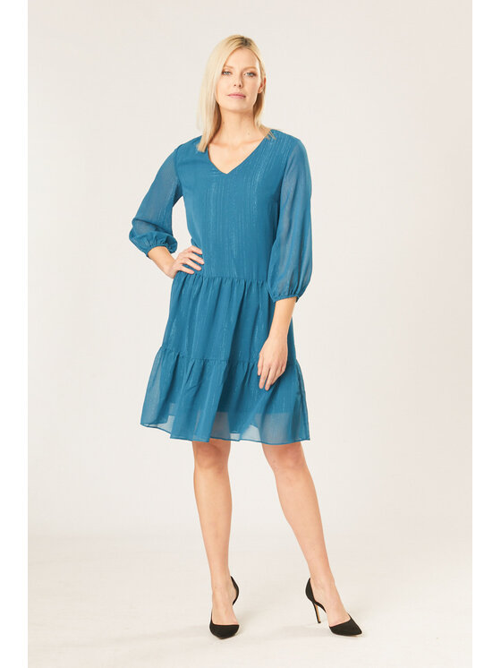 QUIOSQUE Sukienka codzienna, rozmiar 36, Turkusowa, CHIFONTEATL DRESS