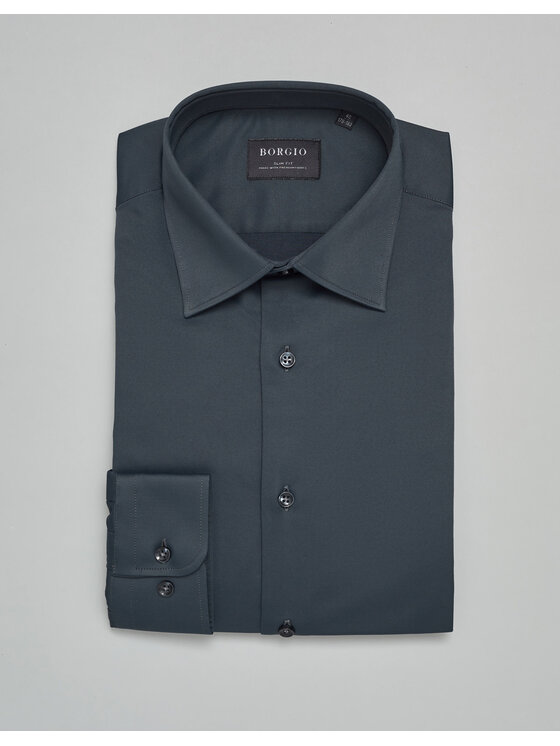 Borgio Borgio Koszula lumia Szary Slim Fit