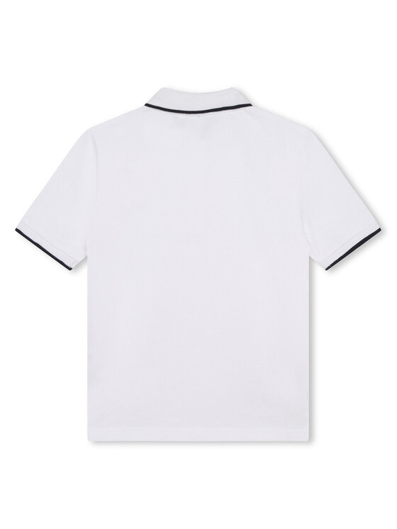 BOSS Boss Тениска с яка и копчета J25P26 D Бял Regular Fit