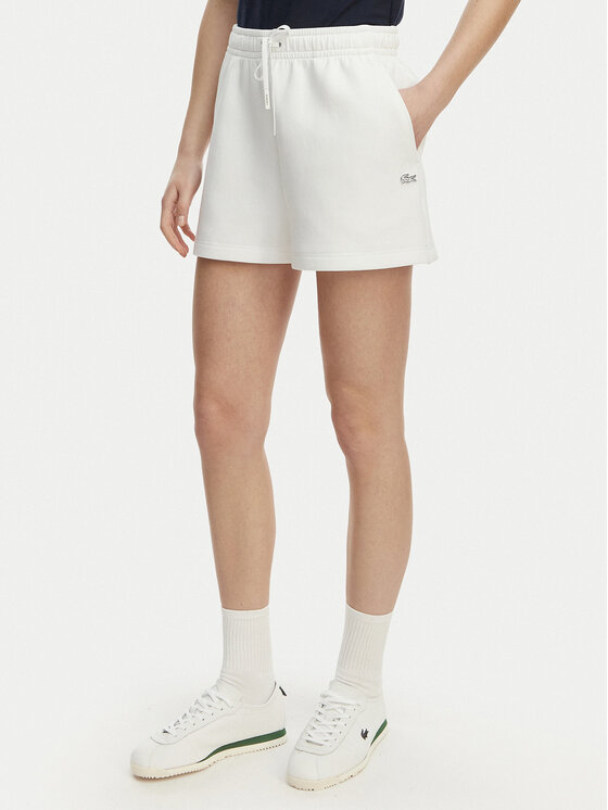Lacoste Pantaloni scurți sport GF9991 Alb Regular Fit