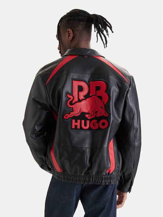 HUGO HUGO Шкіряна куртка Lugor 50559737 Чорний Regular Fit
