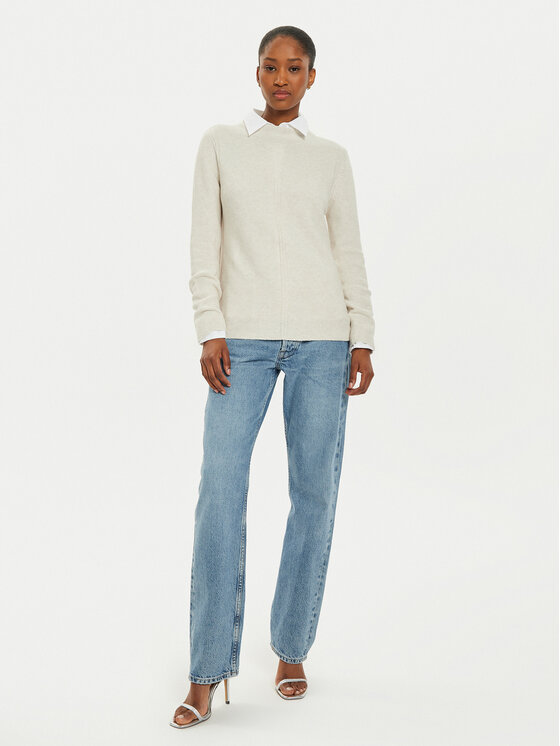 OUI OUI Sweter 89211 1340107 Écru Regular Fit