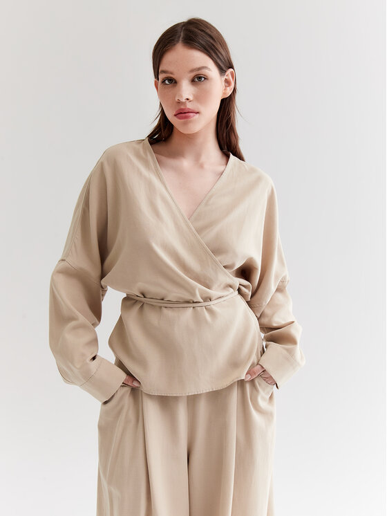 Americanos Americanos Blúz Vermont Wrap Bézs Relaxed Fit