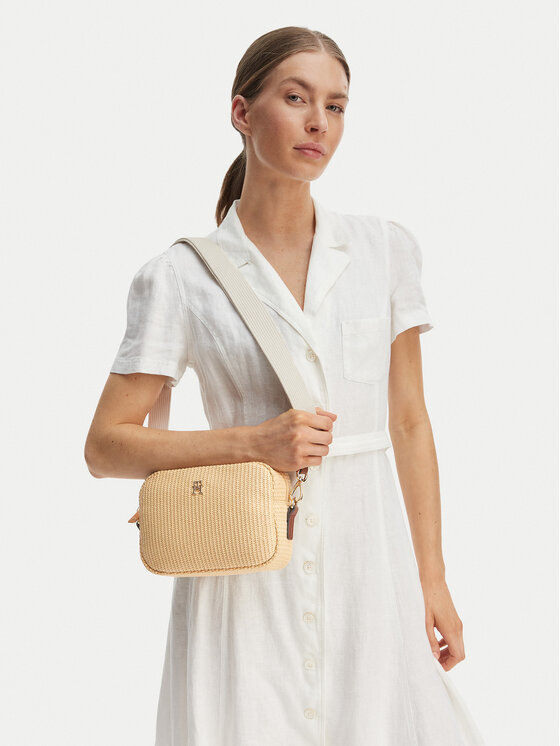 Tommy Hilfiger Tommy Hilfiger Käekott Popette Camera Bag Raffia AW0AW18525 Beež