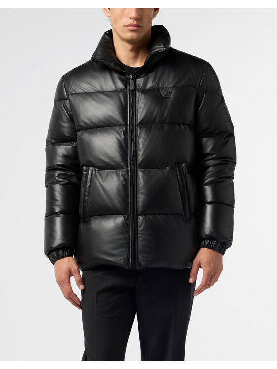 PHILIPP PLEIN PHILIPP PLEIN Kurtka skórzana 26031 Czarny Regular Fit