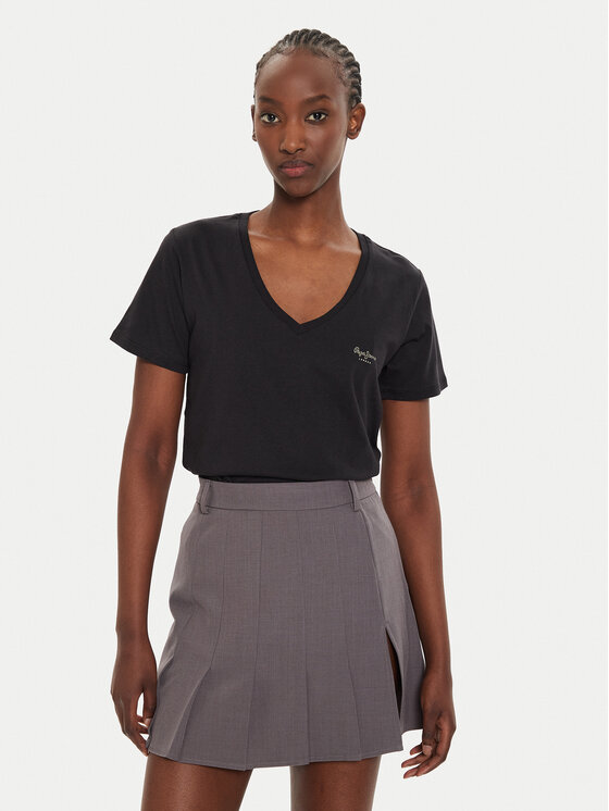 Pepe Jeans Tričko Fiore PL505948 Čierna Regular Fit