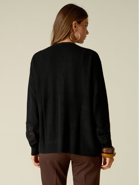 Oltre Oltre Kardigan M521J005775N033 Czarny Regular Fit