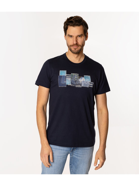 Lee Cooper Lee Cooper T-Shirt DENIM 1160 Granatowy Slim Fit