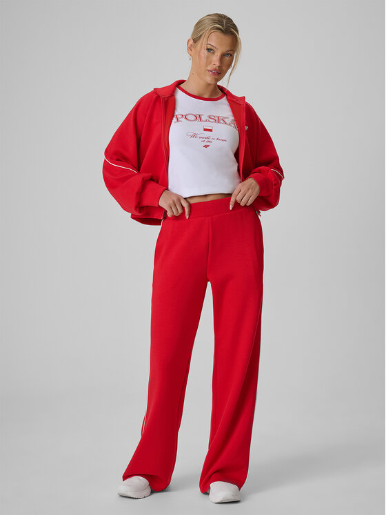 4F 4F Bluza STREFA KIBICA Czerwony Regular Fit