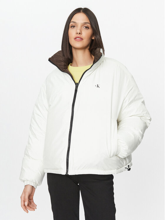Calvin Klein Jeans Geacă din puf 90's J20J222333 Alb Oversize