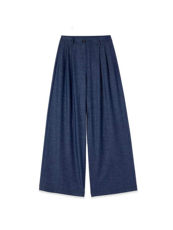 Oltre Oltre Pantaloni di tessuto P024R009521N034 Blu Baggy Fit