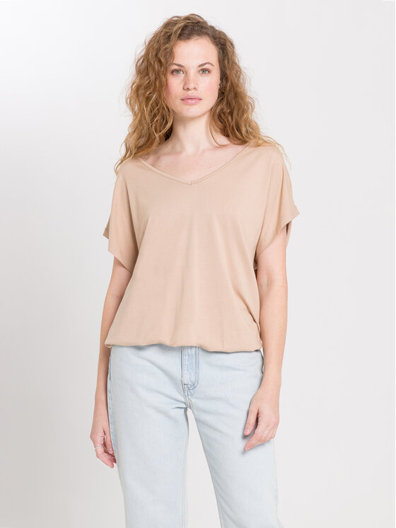 Cross Jeans Cross Jeans T-Shirt 55921-105 Beżowy Oversize