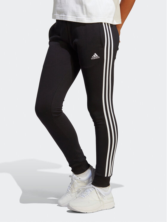 adidas adidas Долнище анцуг Essentials 3-Stripes French Terry Cuffed Joggers IC8770 Черен Slim Fit