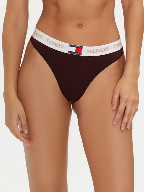 Tommy Hilfiger Stringové nohavičky UW0UW05655 Bordová