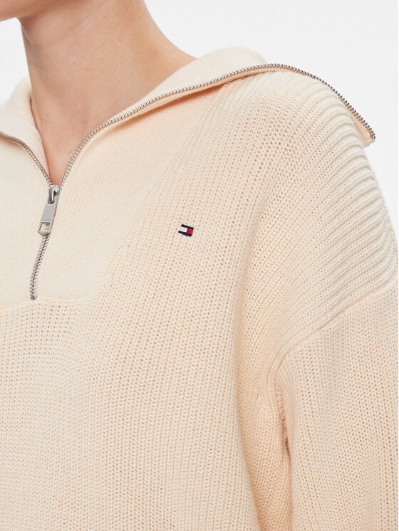Tommy Hilfiger Tommy Hilfiger Sweter Co Cardi Stitch 1/2 Zip Swt WW0WW42420 Żółty Regular Fit