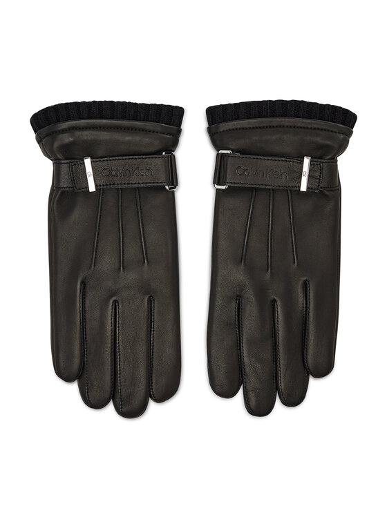 Calvin Klein Moške rokavice Leather Rivet Gloves K50K507425 Črna