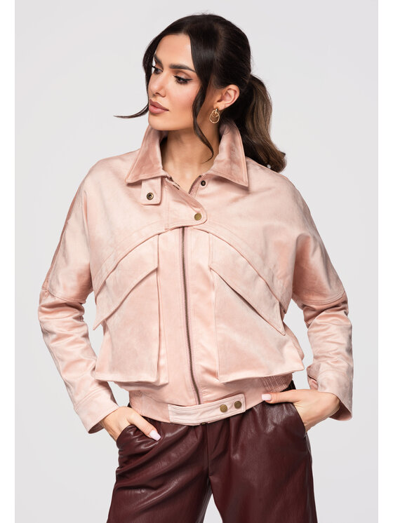 Ombre Ombre Kurtka bomber OW-JAFL-0122 Różowy Regular Fit
