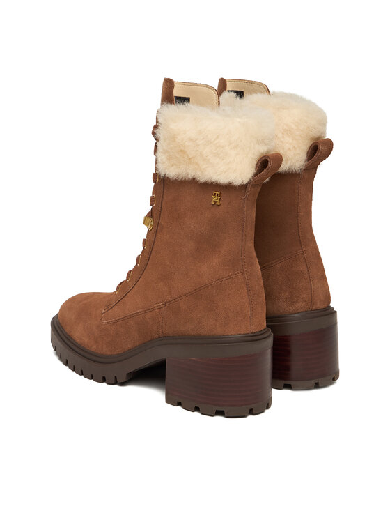 Tommy Hilfiger Tommy Hilfiger Kotníková obuv Th Shearling Lace Up Boot FW0FW08999 Hnědá