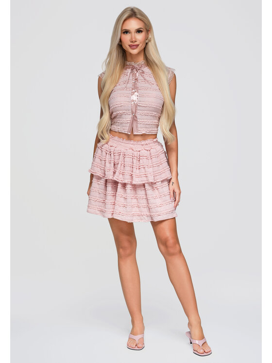Ombre Ombre Spódnica mini OW-GL-E0014 Różowy Slim Fit