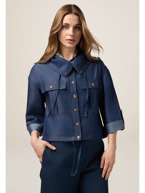 Oltre Oltre Camicia 5640R002971N034 Blu Cropp Fit