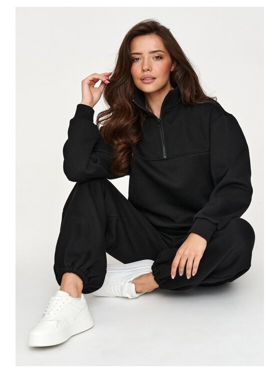 Makadamia Makadamia Dres M946 Czarny Loose Fit