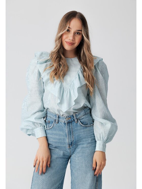 LAURELLA LAURELLA Bluzka 2SS017 Niebieski Regular Fit