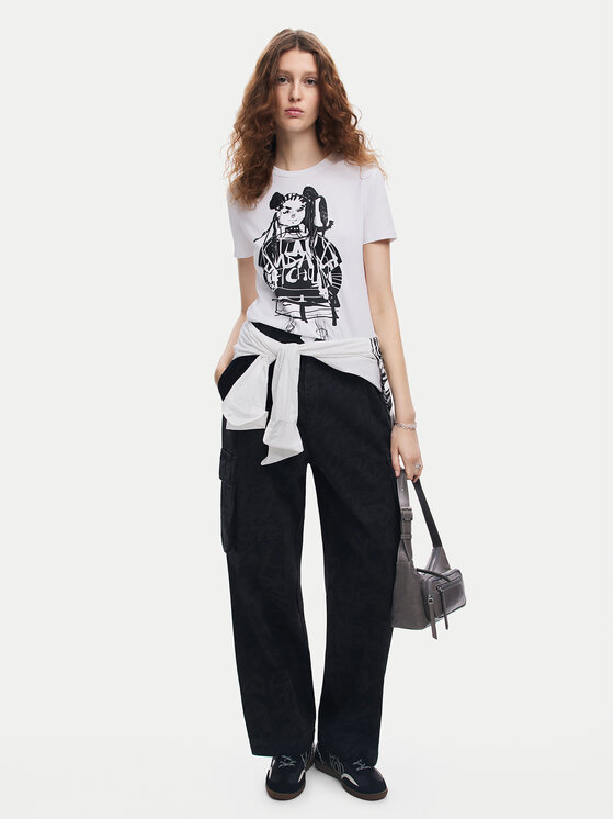 Desigual Desigual Tričko Choi Lacroix 24WWTK90 Biela Slim Fit