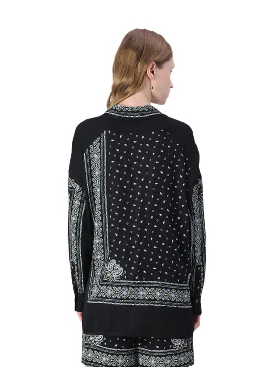 PINKO PINKO Koszula Clocks camicia twill stampa Czarny Regular Fit