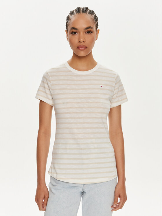 Tommy Hilfiger Tommy Hilfiger T-särk 1985 WW0WW37857 Beež Slim Fit