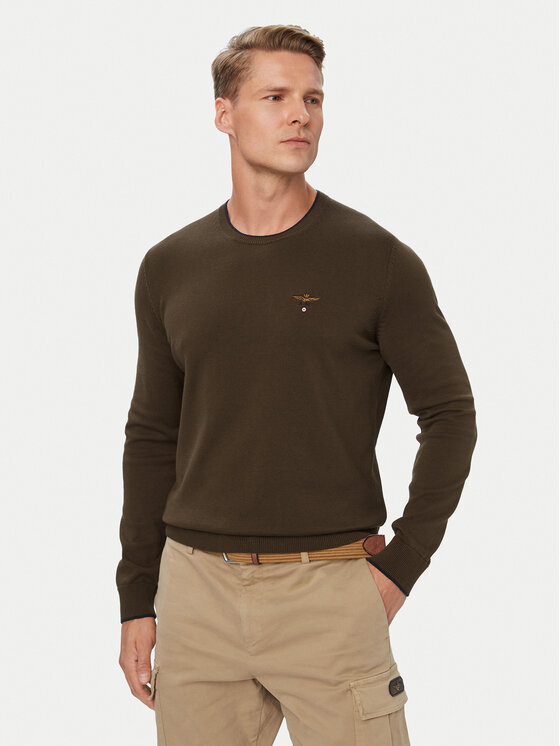 Aeronautica Militare Пуловер 262MA1631UL00506 Кафяв Regular Fit
