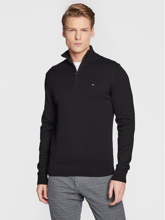 Tommy Hilfiger Sveter Pima MW0MW28049 Čierna Regular Fit