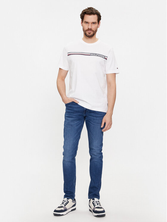 Tommy Hilfiger Tommy Hilfiger T-Shirt Monotype MW0MW33688 Biały Regular Fit