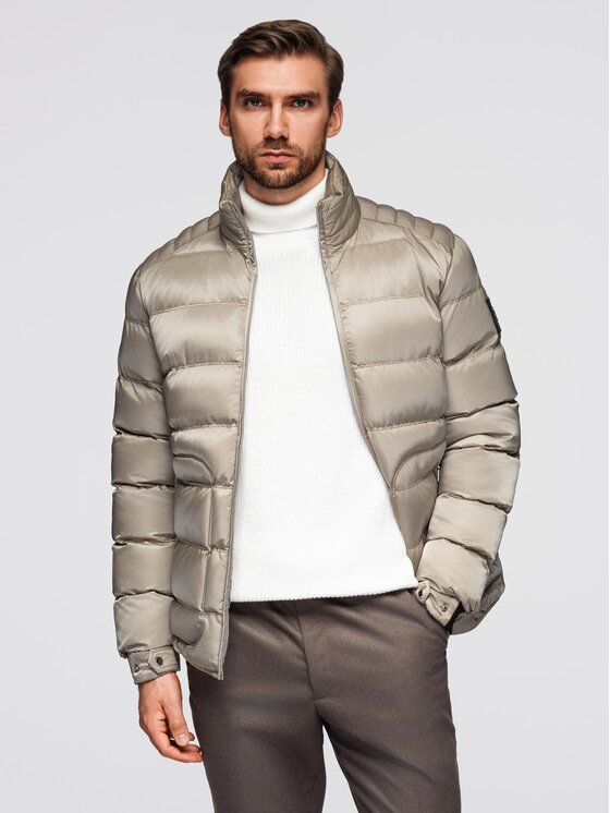 Ombre Ombre Kurtka przejściowa OM-JALP-0218 Szary Regular Fit