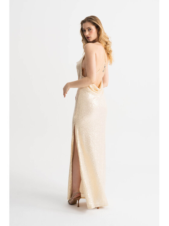 ROSE AVENUE ROSE AVENUE Sukienka koktajlowa MARTINA Beżowy Regular Fit