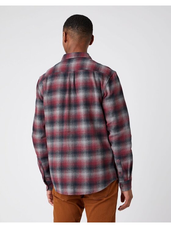 Wrangler Wrangler Koszula LS 1PKT SHIRT Czerwony Regular Fit