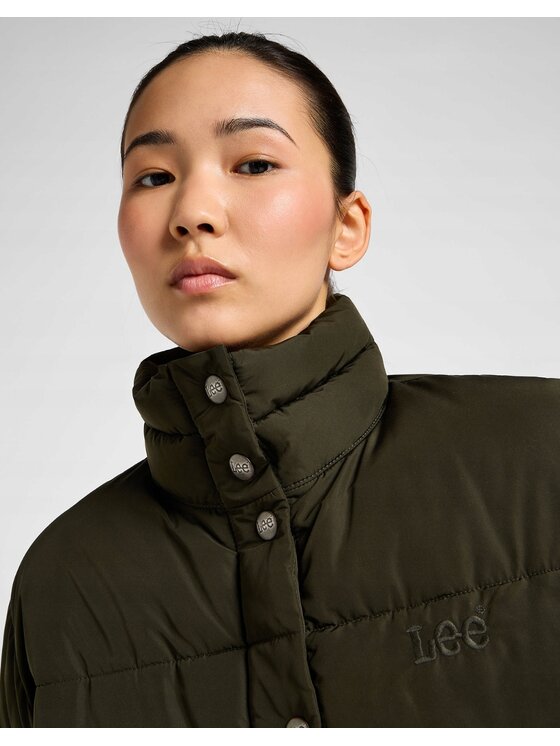 Lee Lee Kurtka przejściowa Relaxed Short Puffer Jacket Zielony Relaxed Fit