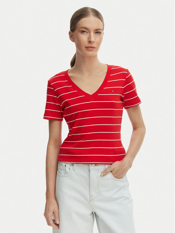 Tommy Hilfiger Tricou New Cody WW0WW40584 Roșu Slim Fit