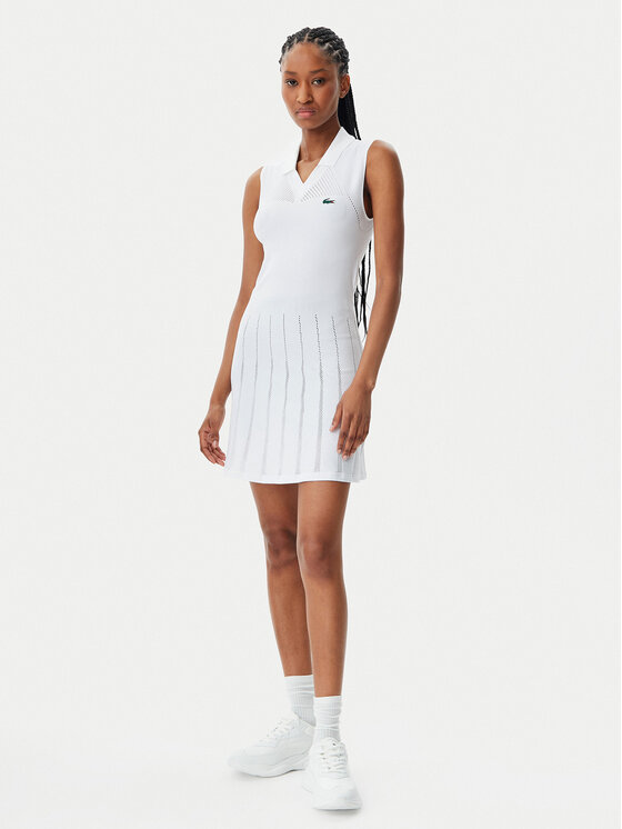 Lacoste Lacoste Sukienka tenisowa EF0615 Biały Slim Fit