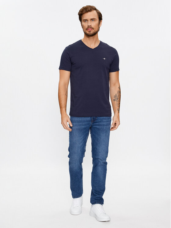 Gant Gant T-Shirt Shield 2003186 Granatowy Slim Fit