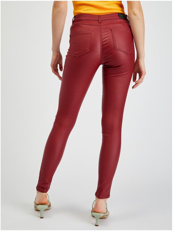 Orsay Orsay Spodnie damskie 319259395000__34 Bordowy Skinny Fit