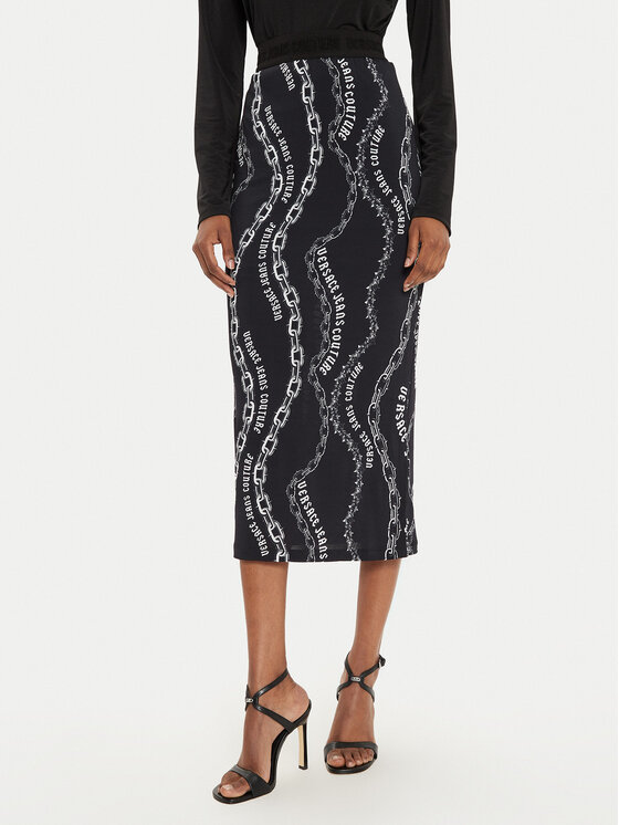 Versace Jeans Couture Midi sukňa 77HAE8B6 Čierna Regular Fit